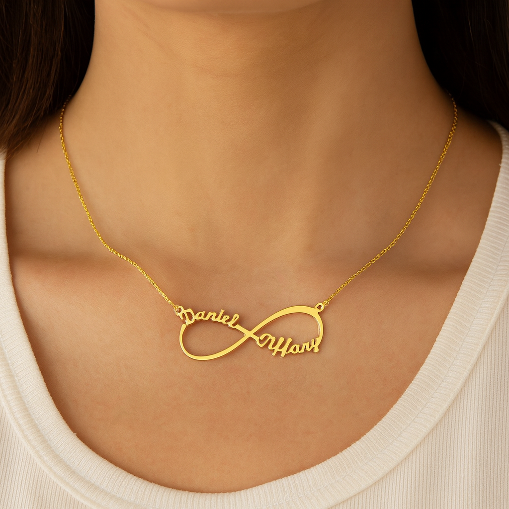 Personalized Infinity Name Necklace In Gold Plated Sterling Silver