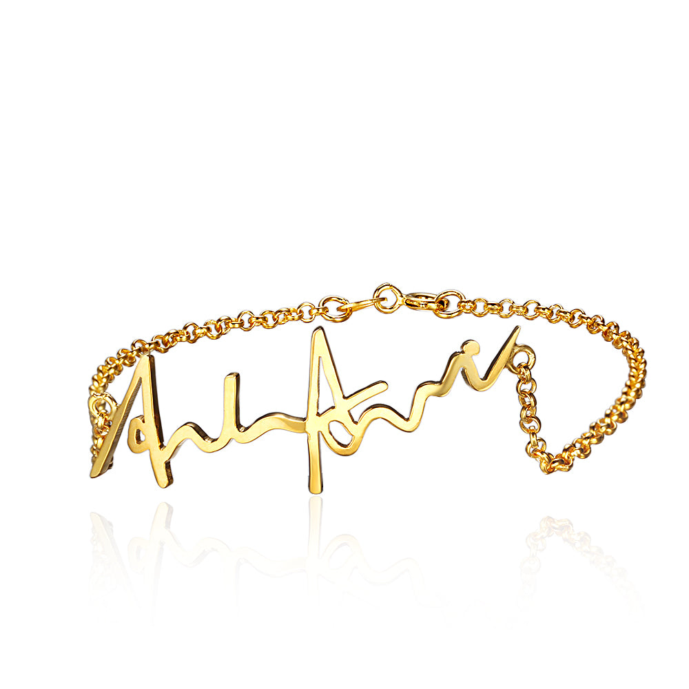 Personalized Handwritten Bracelet In Gold Plated Sterling Silver