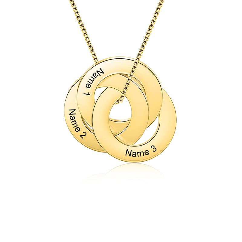 3 Loops Name Necklace In Gold Plated Sterling Silver