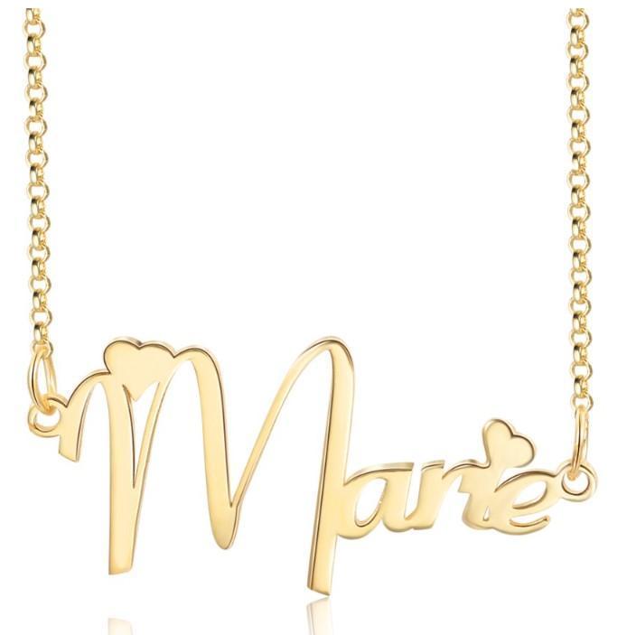 Personalized Name Necklace With 2 Hearts In Gold Plated Sterling Silver