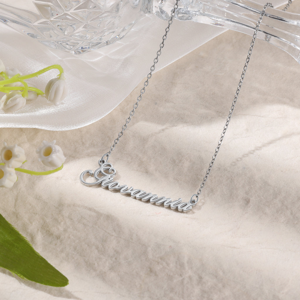 Minimalist Script Custom Name Necklace in Gold Plated Sterling Silver