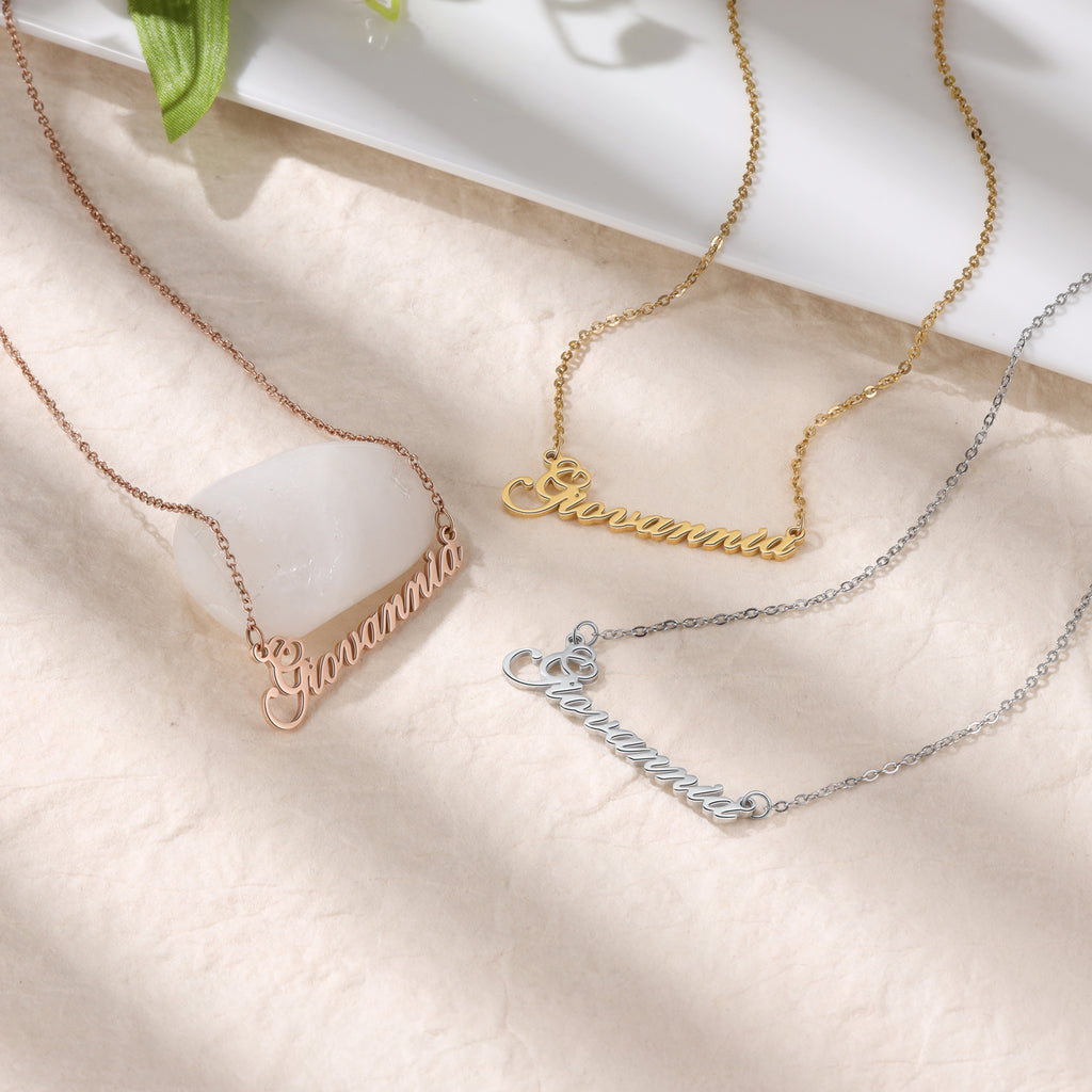 Minimalist Script Custom Name Necklace in Gold Plated Sterling Silver