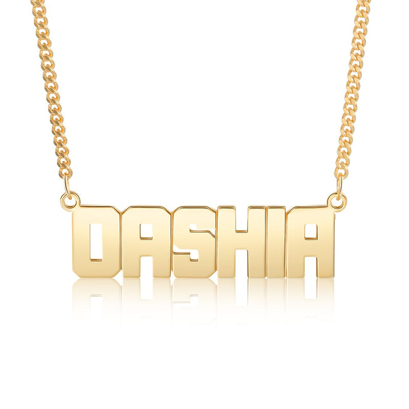 Gold Plated Block Letter Name Necklace