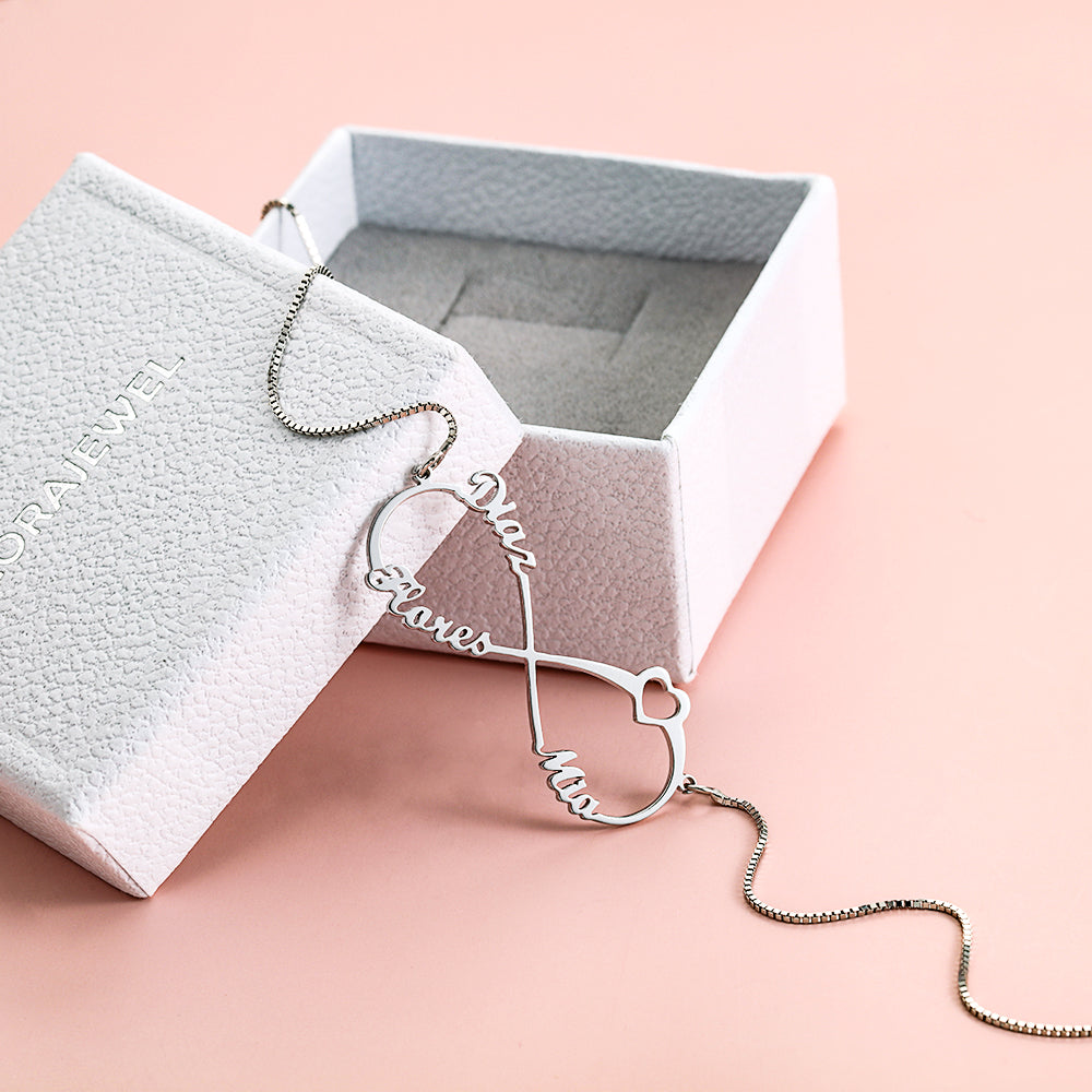 Personalized Three Name Infinity Necklace In Gold Plated Sterling Silver