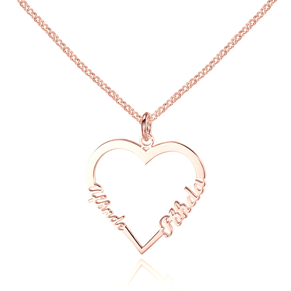 Custom Heart Shaped Name Necklace In Gold Plated Sterling Silver