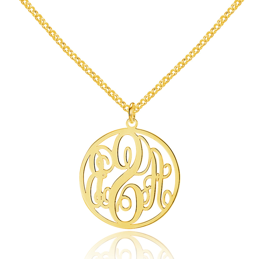 Personalized Monogram Name Necklace In Gold Plated Sterling Silver