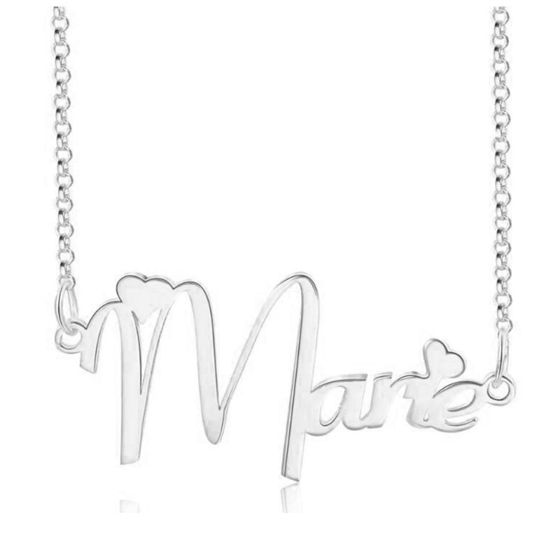 Personalized Name Necklace With 2 Hearts In Gold Plated Sterling Silver