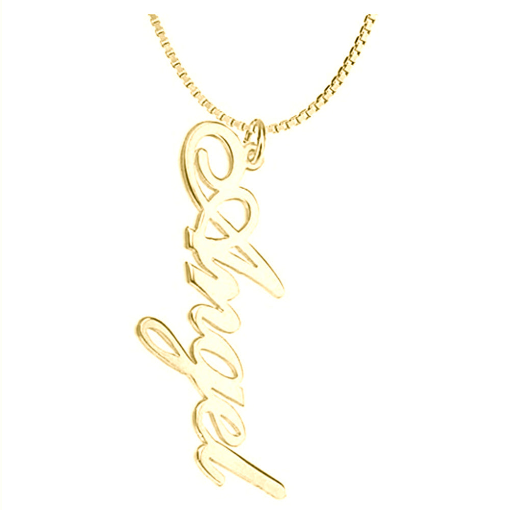 Vertical Custom Name Necklace In Gold Plated Sterling Silver