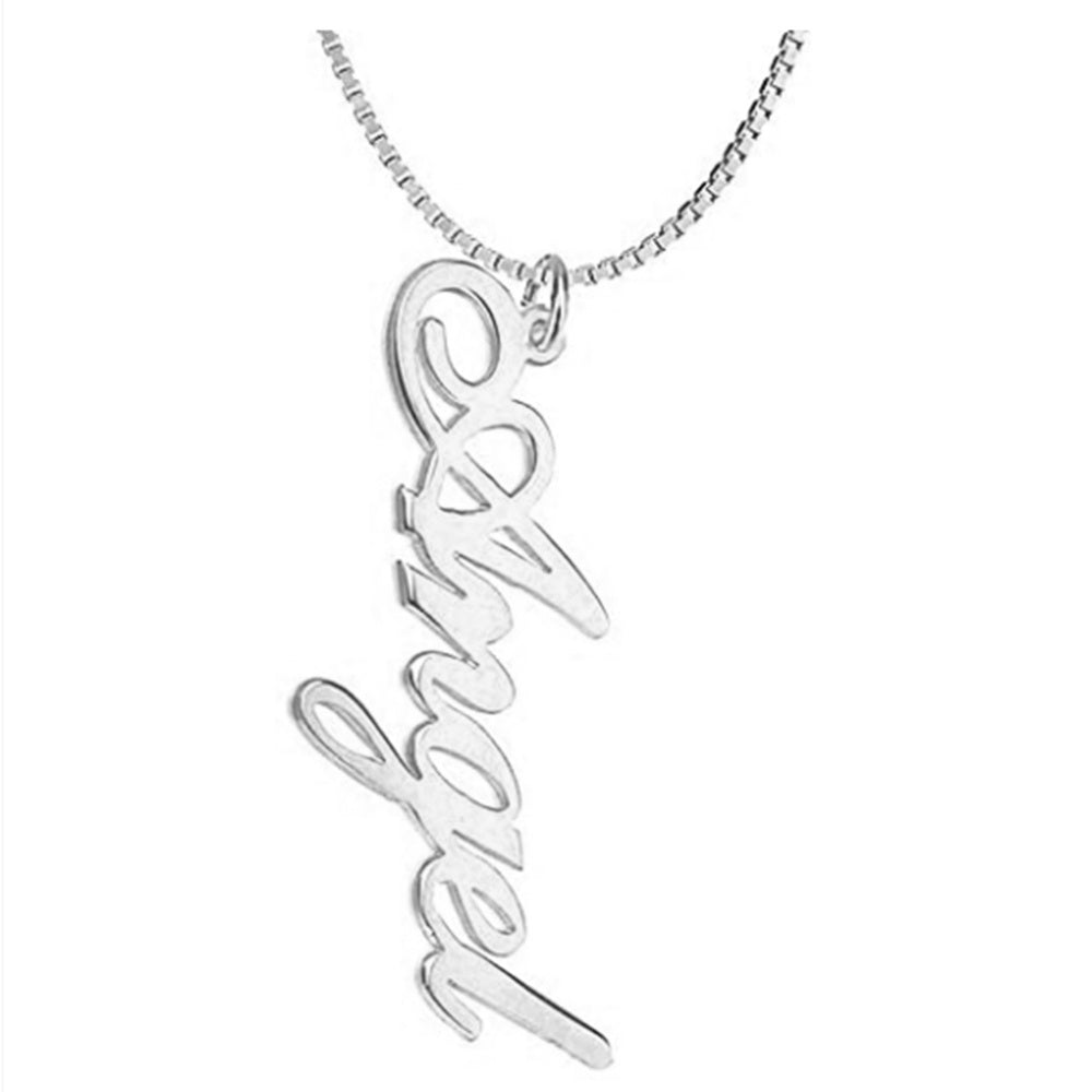 Vertical Custom Name Necklace In Gold Plated Sterling Silver