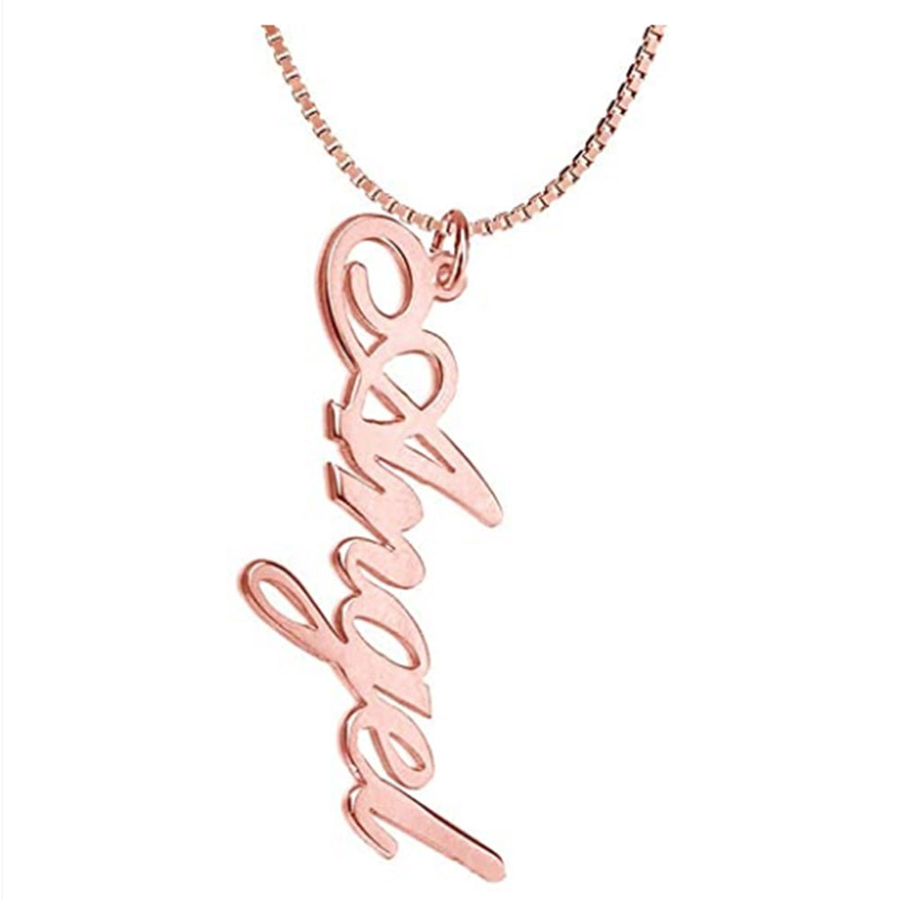 Vertical Custom Name Necklace In Gold Plated Sterling Silver