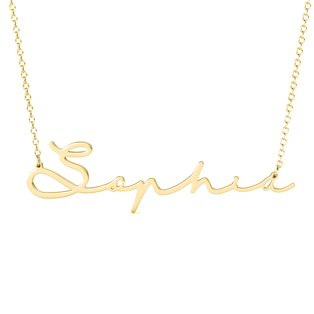 Custom Signature Name Necklace In Gold Plated Sterling Silver