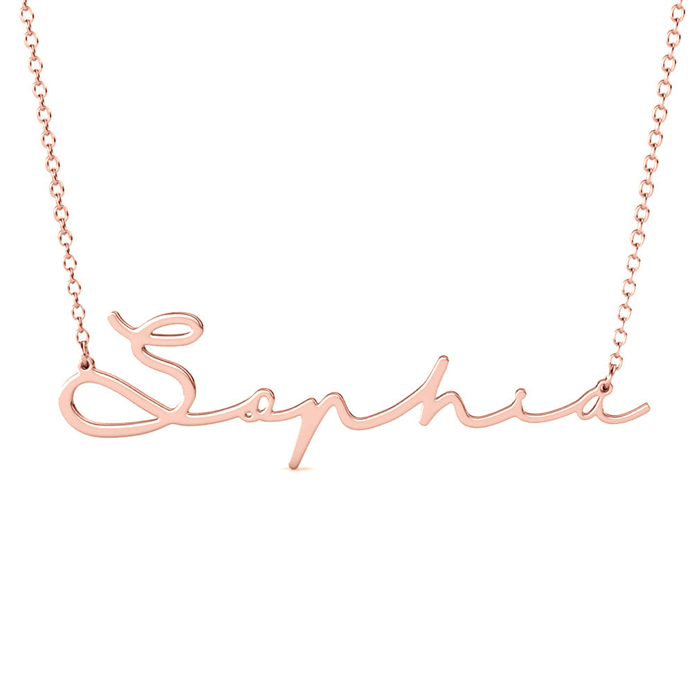 Custom Signature Name Necklace In Gold Plated Sterling Silver