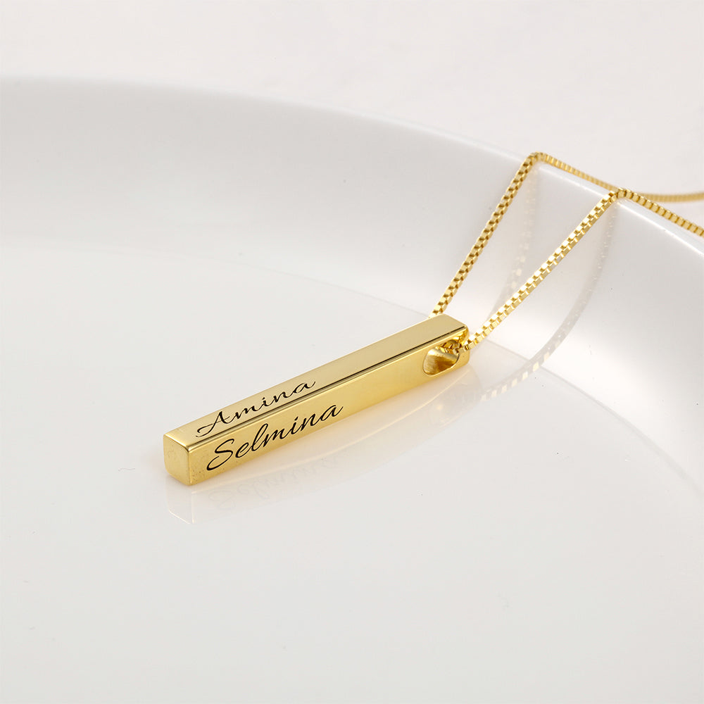 Custom Gold Plated Bar Name Necklace