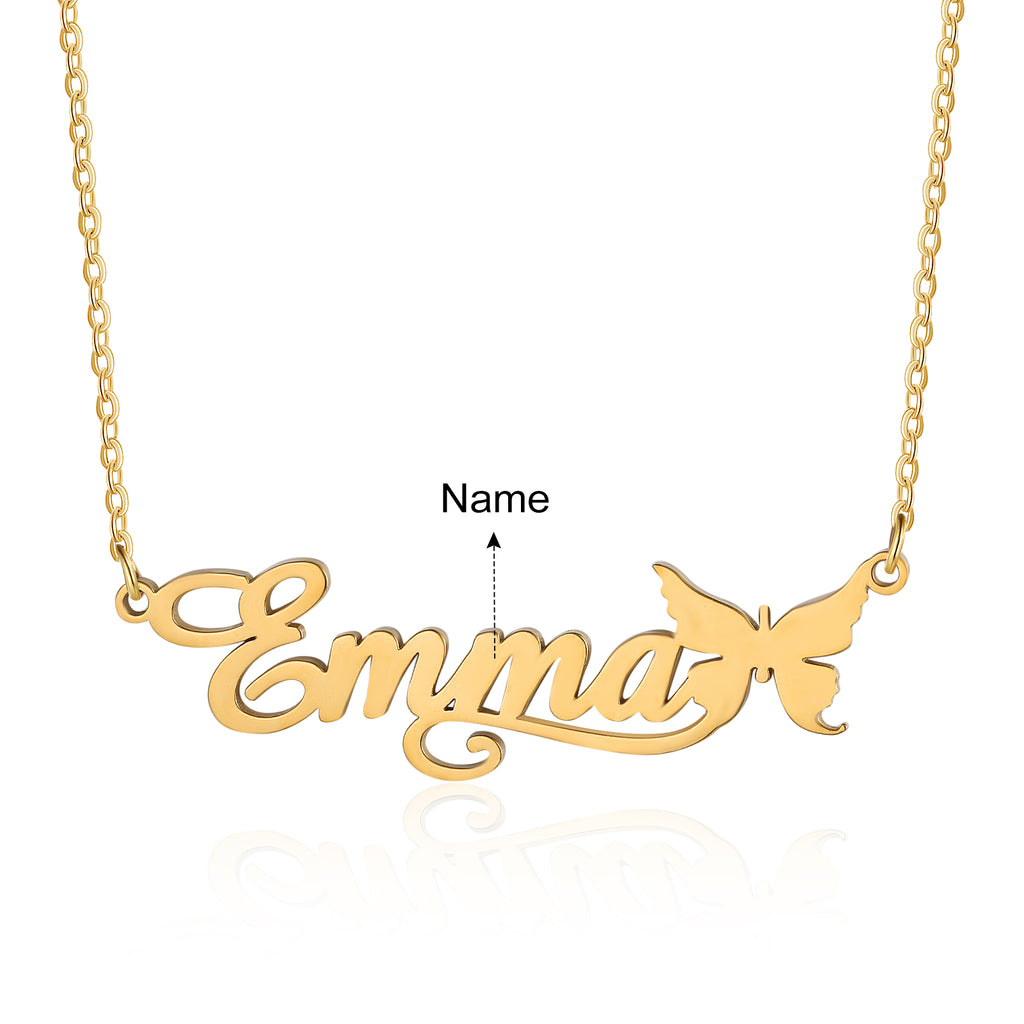 Personalized Butterfly Name Necklace In Gold Plated Sterling Silver