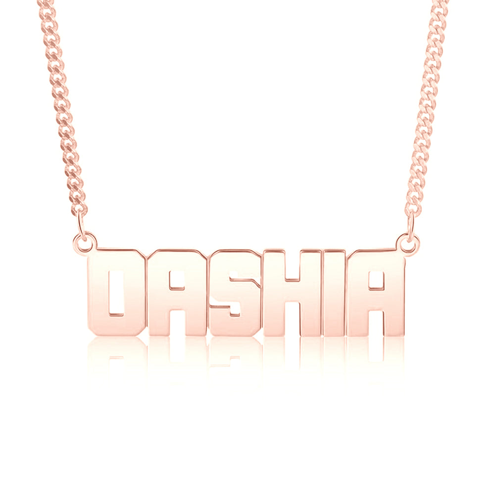 Gold Plated Block Letter Name Necklace