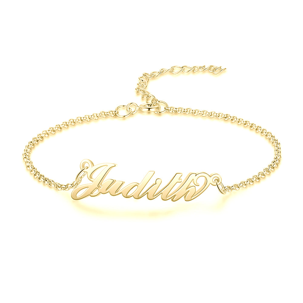 Personalized Name Bracelet In Gold Plated Sterling Silver