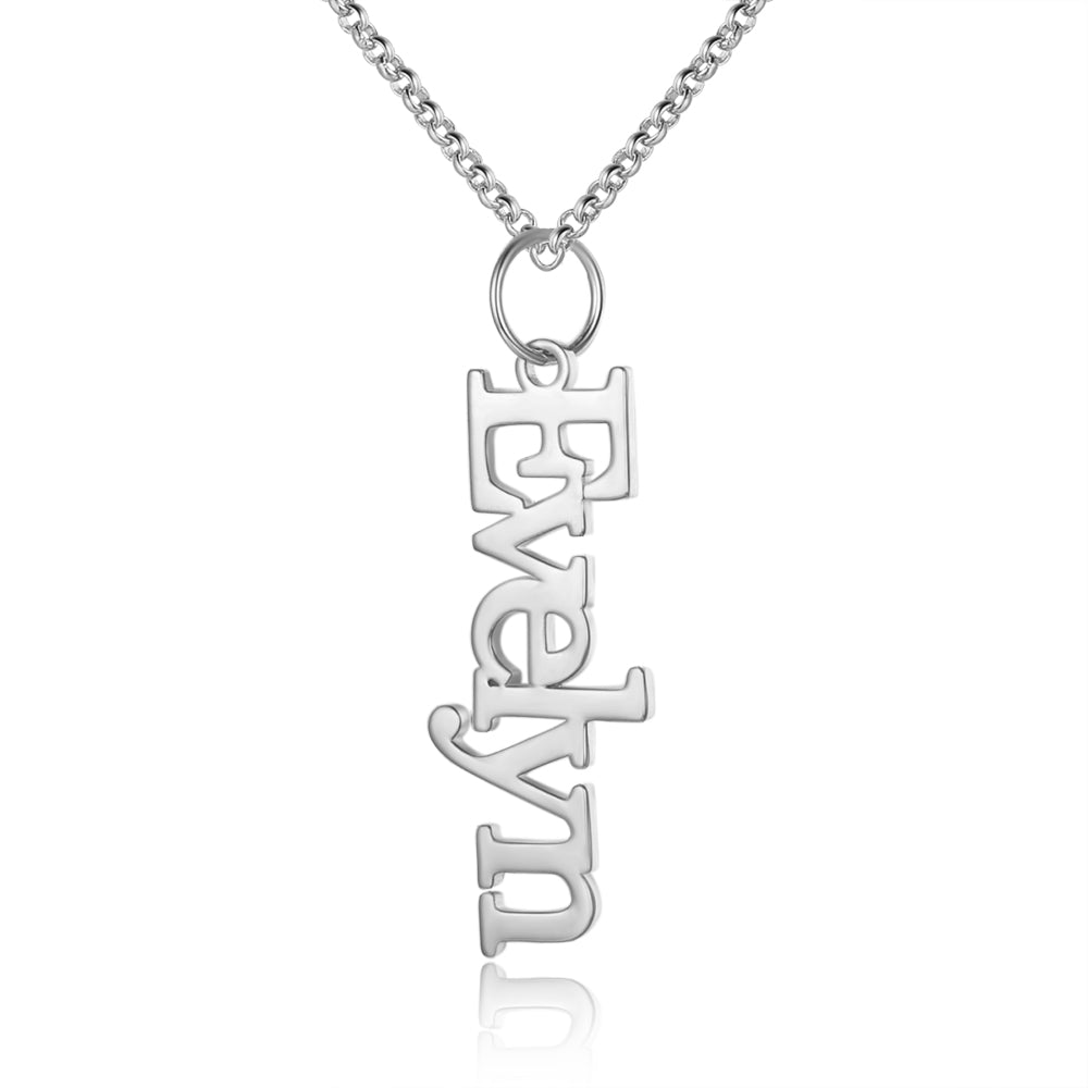 Personalized Vertical Name Necklace In Gold Plated Sterling Silver