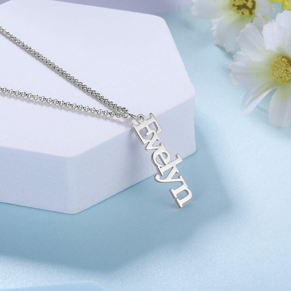 Personalized Vertical Name Necklace In Gold Plated Sterling Silver
