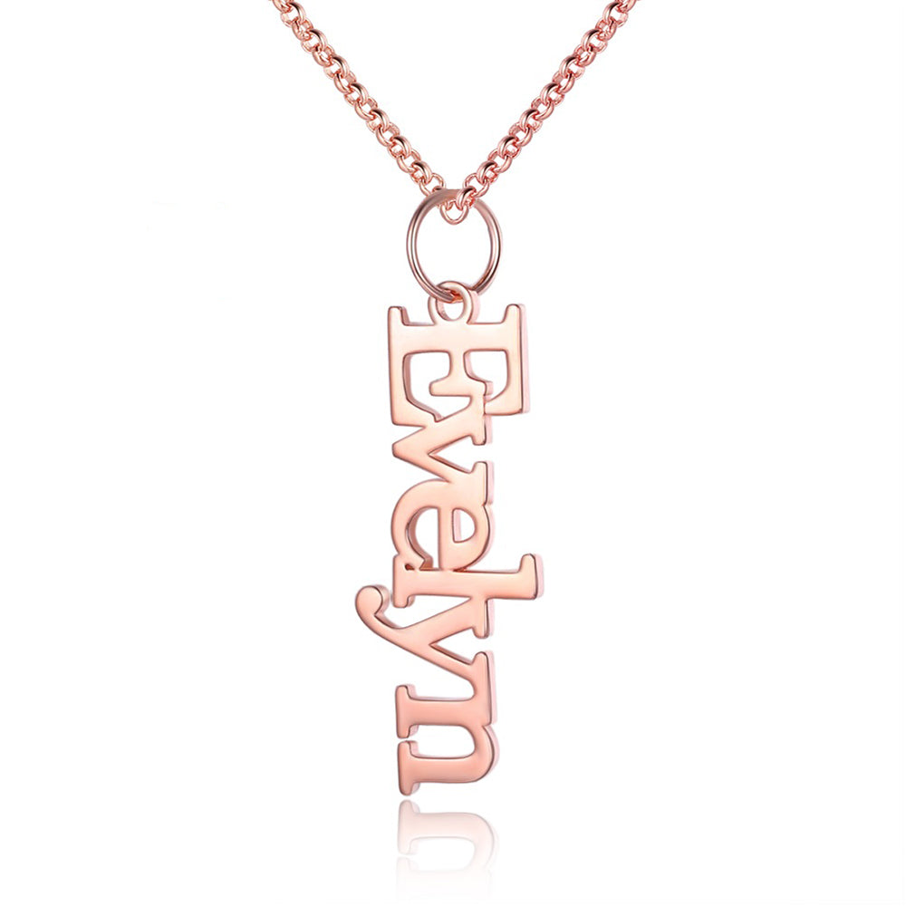 Personalized Vertical Name Necklace In Gold Plated Sterling Silver