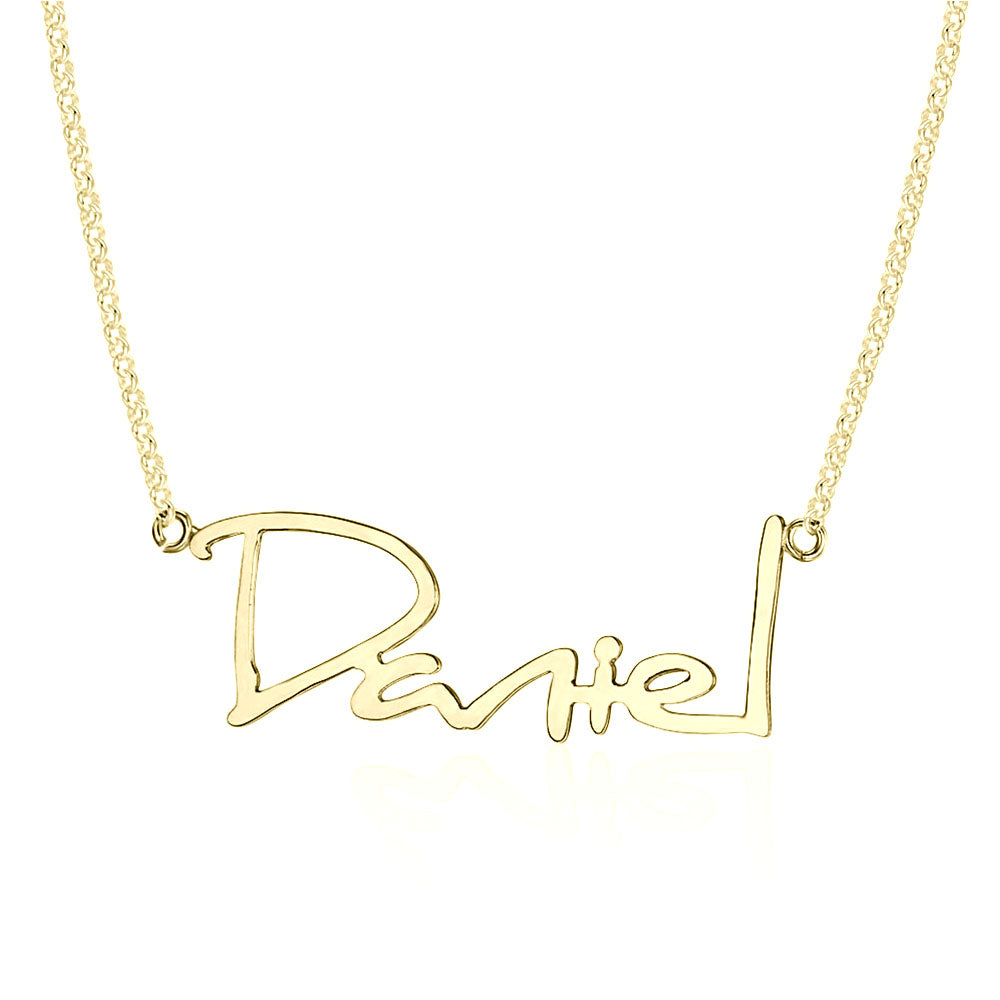 Personalized Handwritten Name Necklace In Gold Plated Sterling Silver