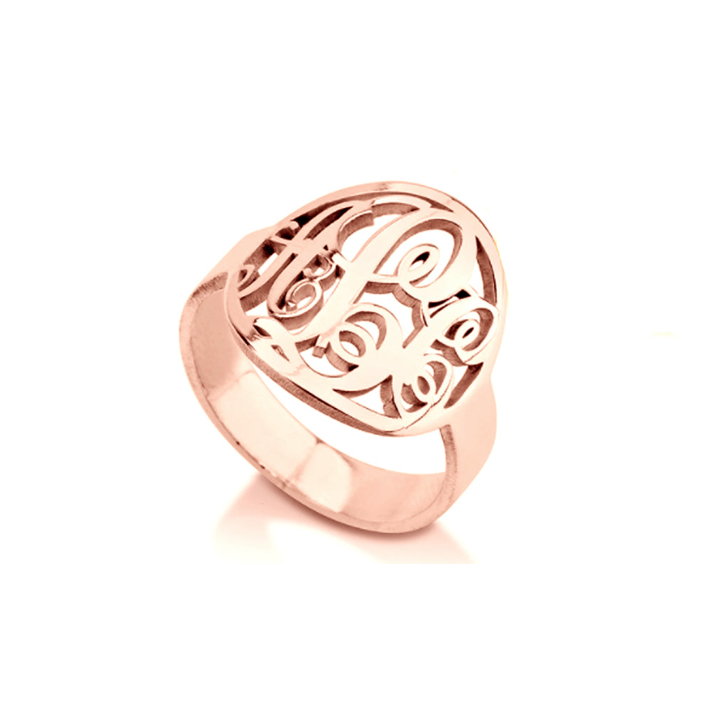 Personalized Monogram Name Ring In Gold Plated Sterling SIlver