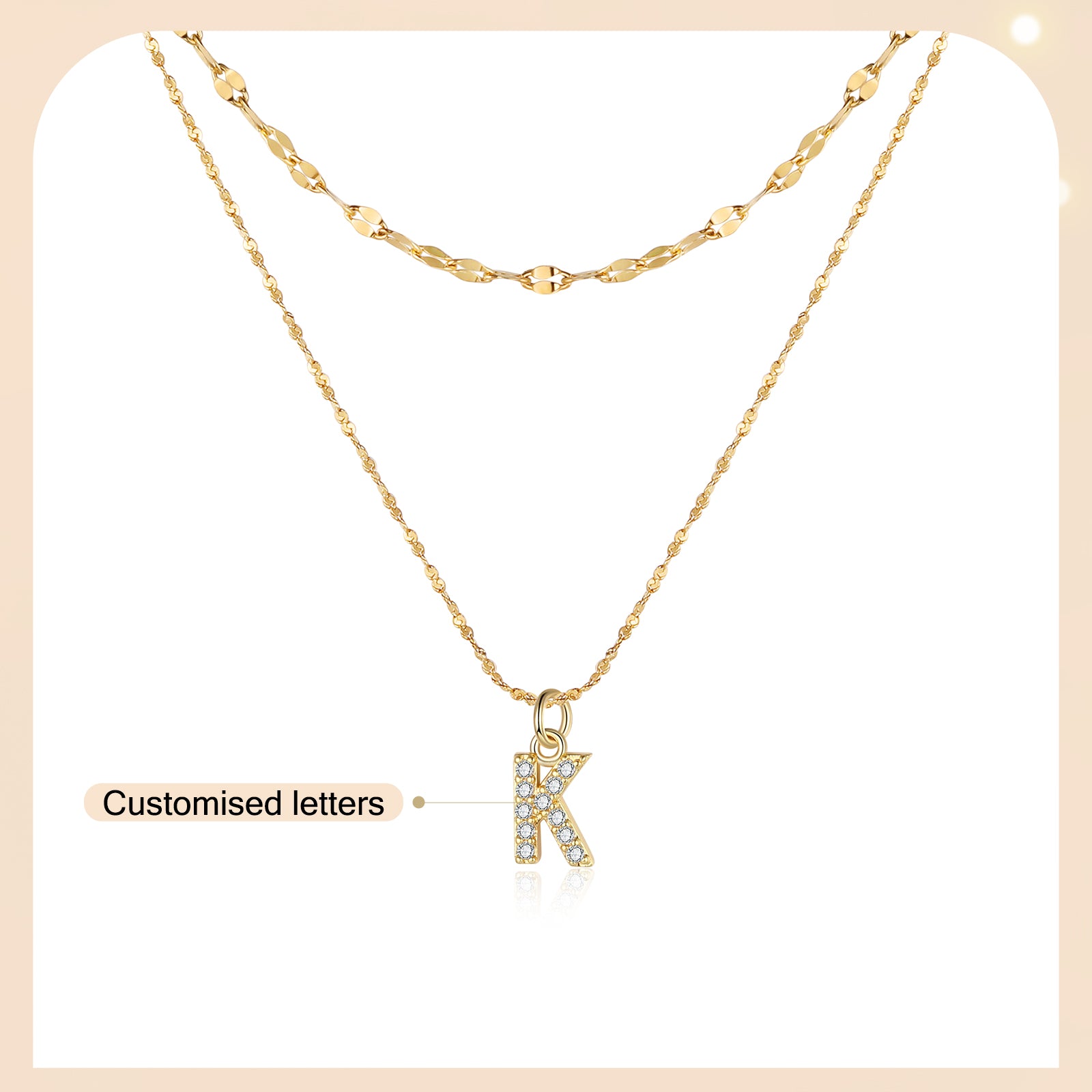 Letter Necklace In Gold Plated Stainless Steel