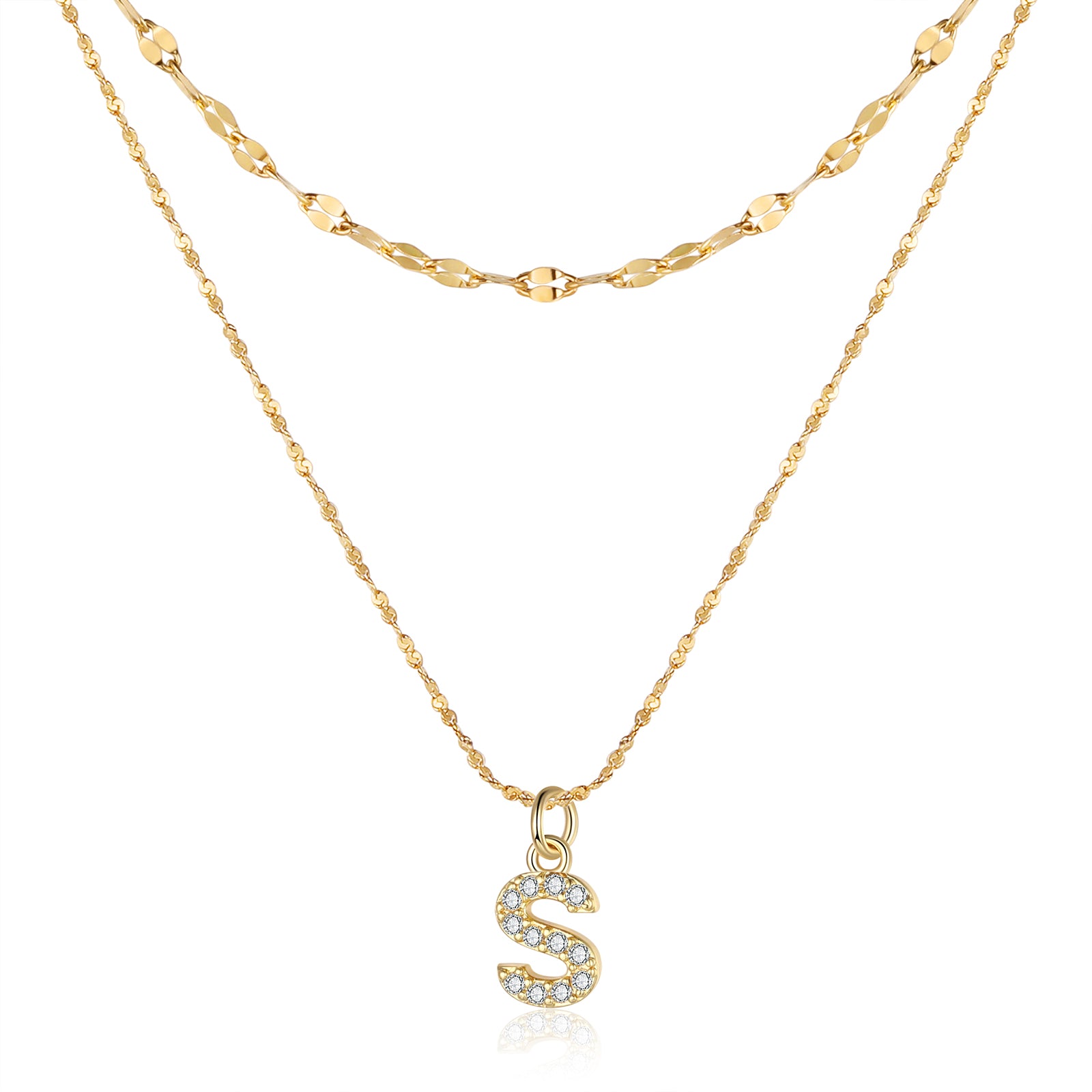 Letter Necklace In Gold Plated Stainless Steel