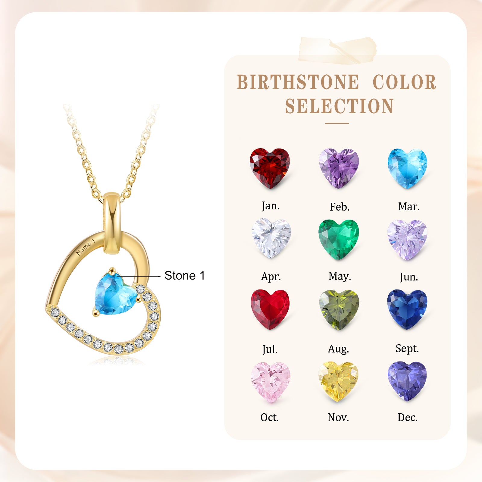 Gold Plated Birthstone Love Necklace