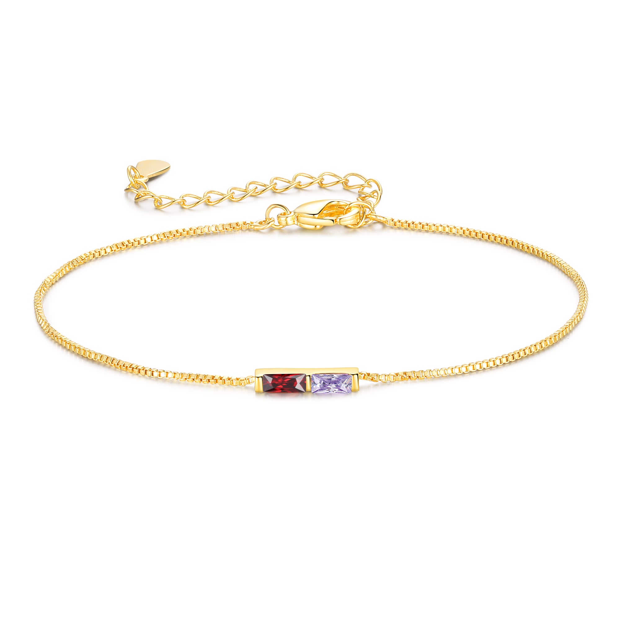 Personalized Gold Plated 1-6 Birthstone Bracelet