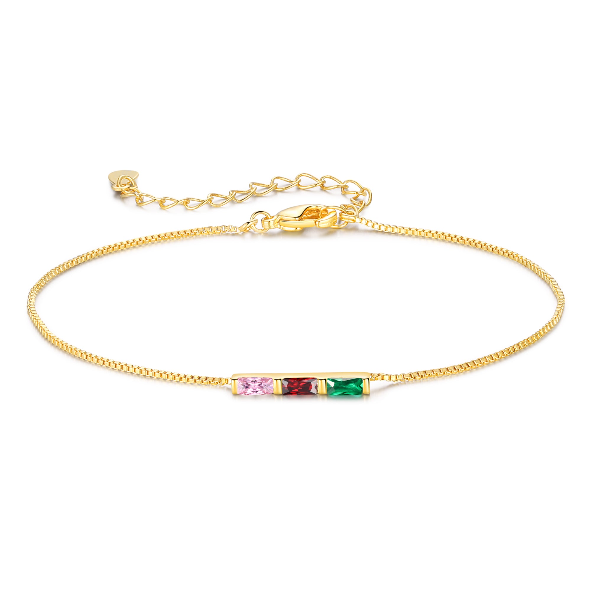 Personalized Gold Plated 1-6 Birthstone Bracelet