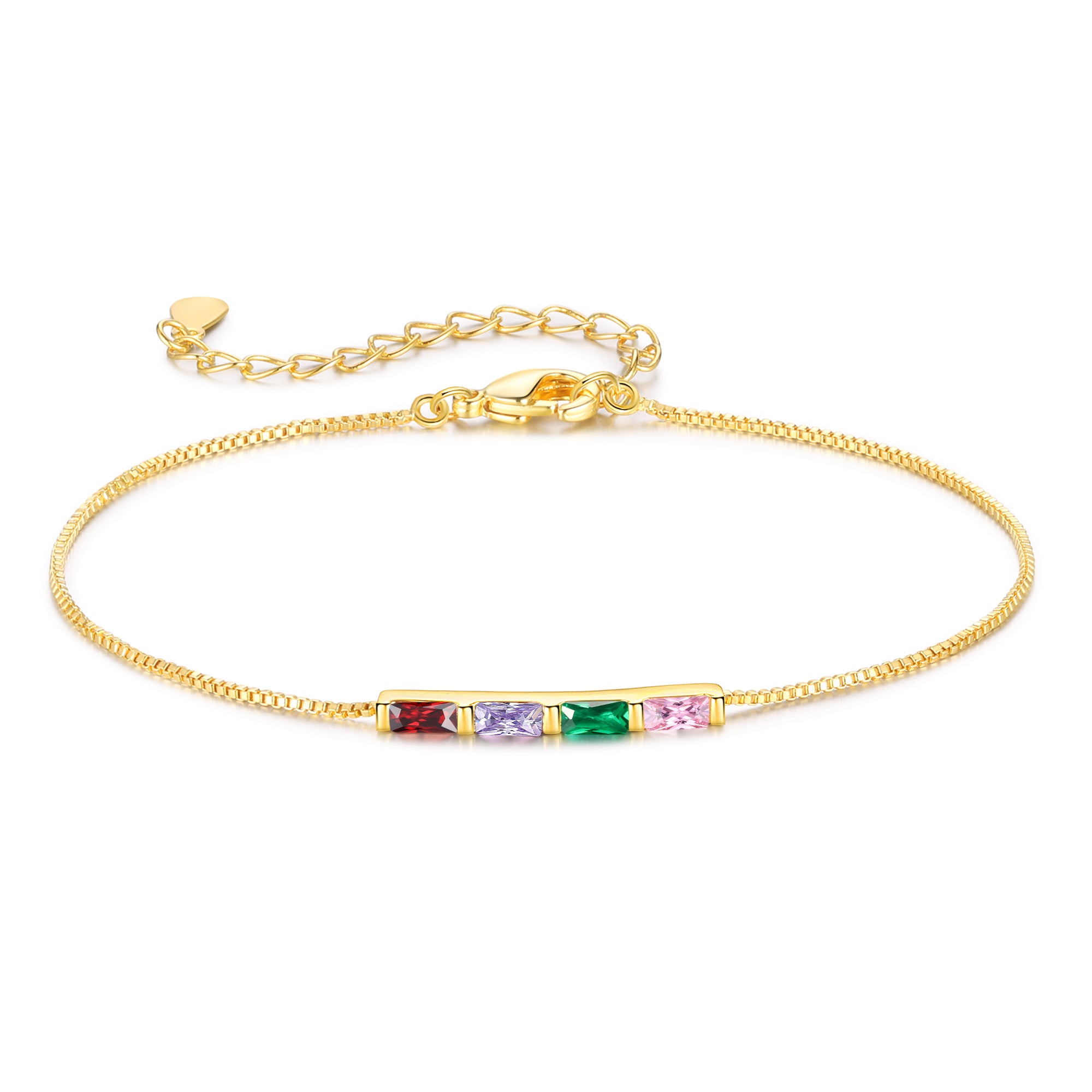 Personalized Gold Plated 1-6 Birthstone Bracelet