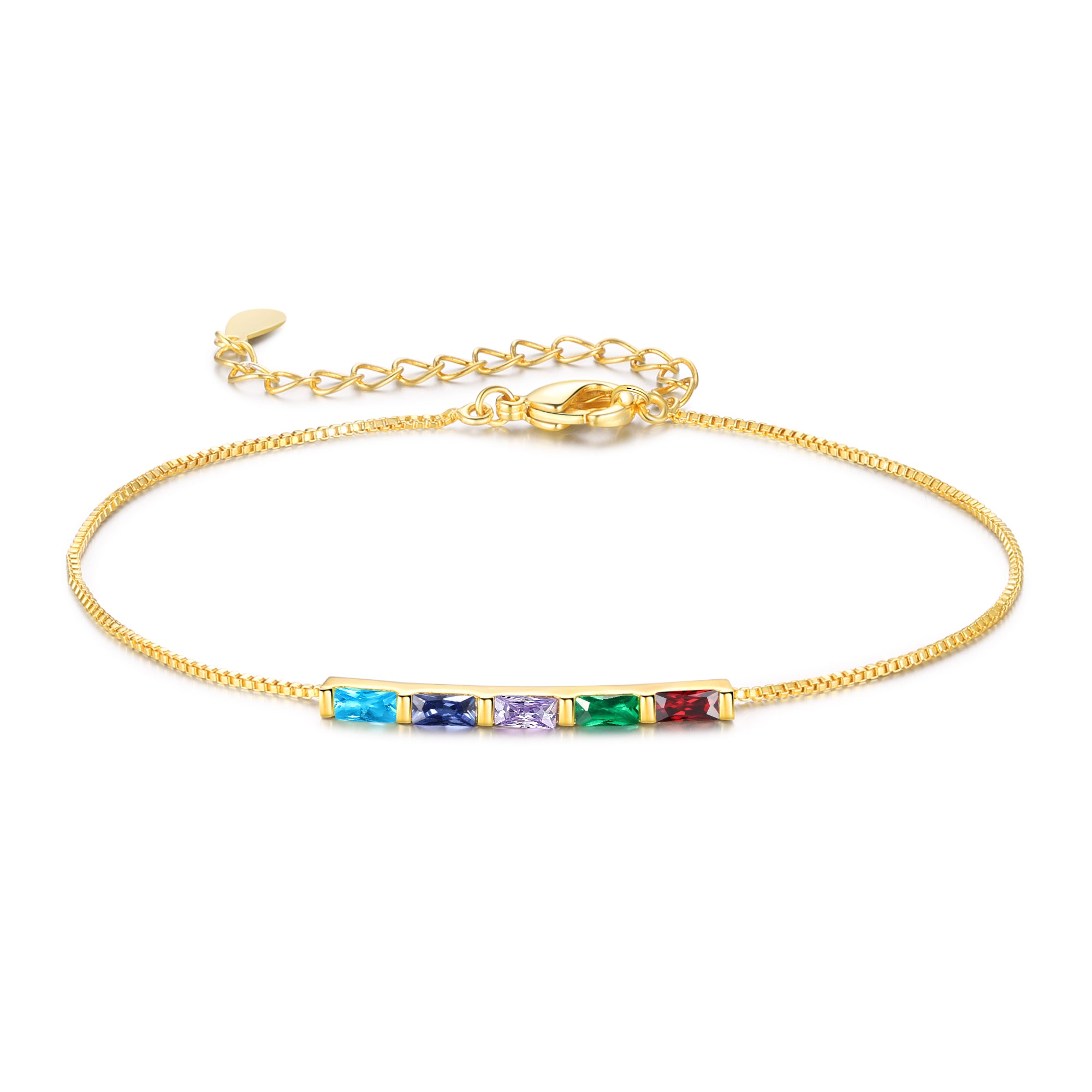 Personalized Gold Plated 1-6 Birthstone Bracelet