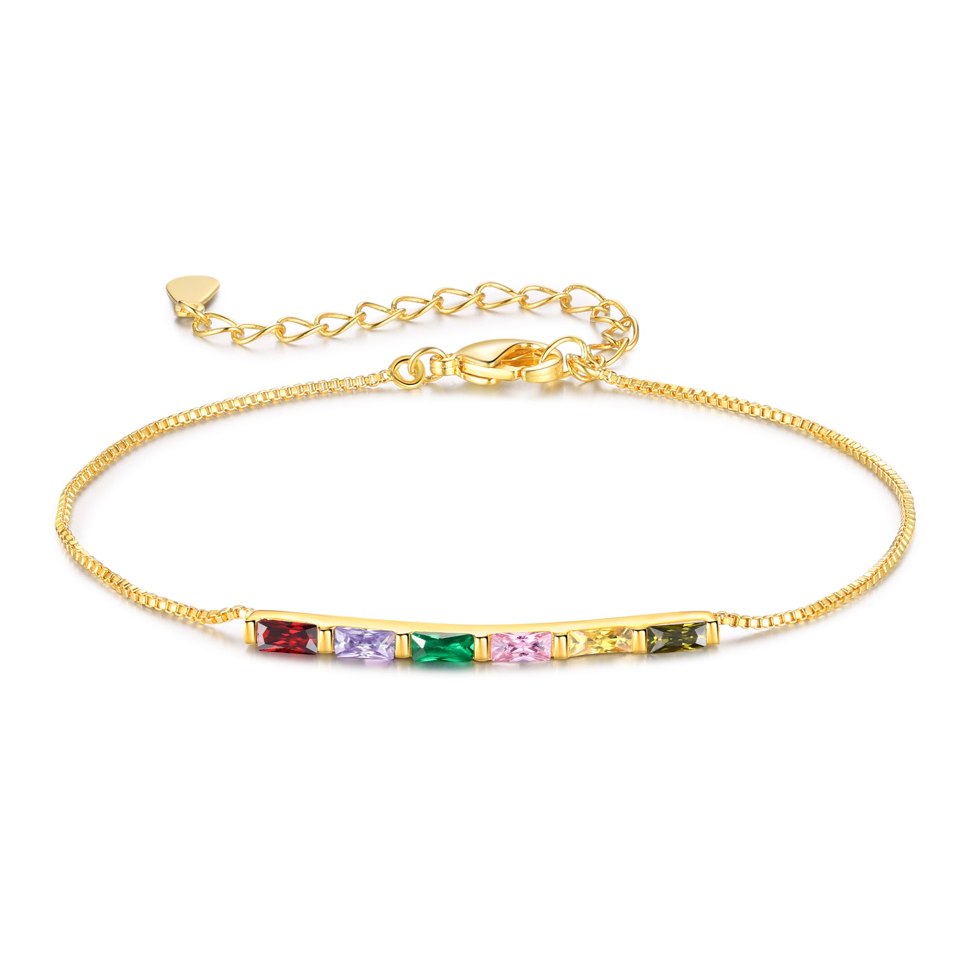 Personalized Gold Plated 1-6 Birthstone Bracelet
