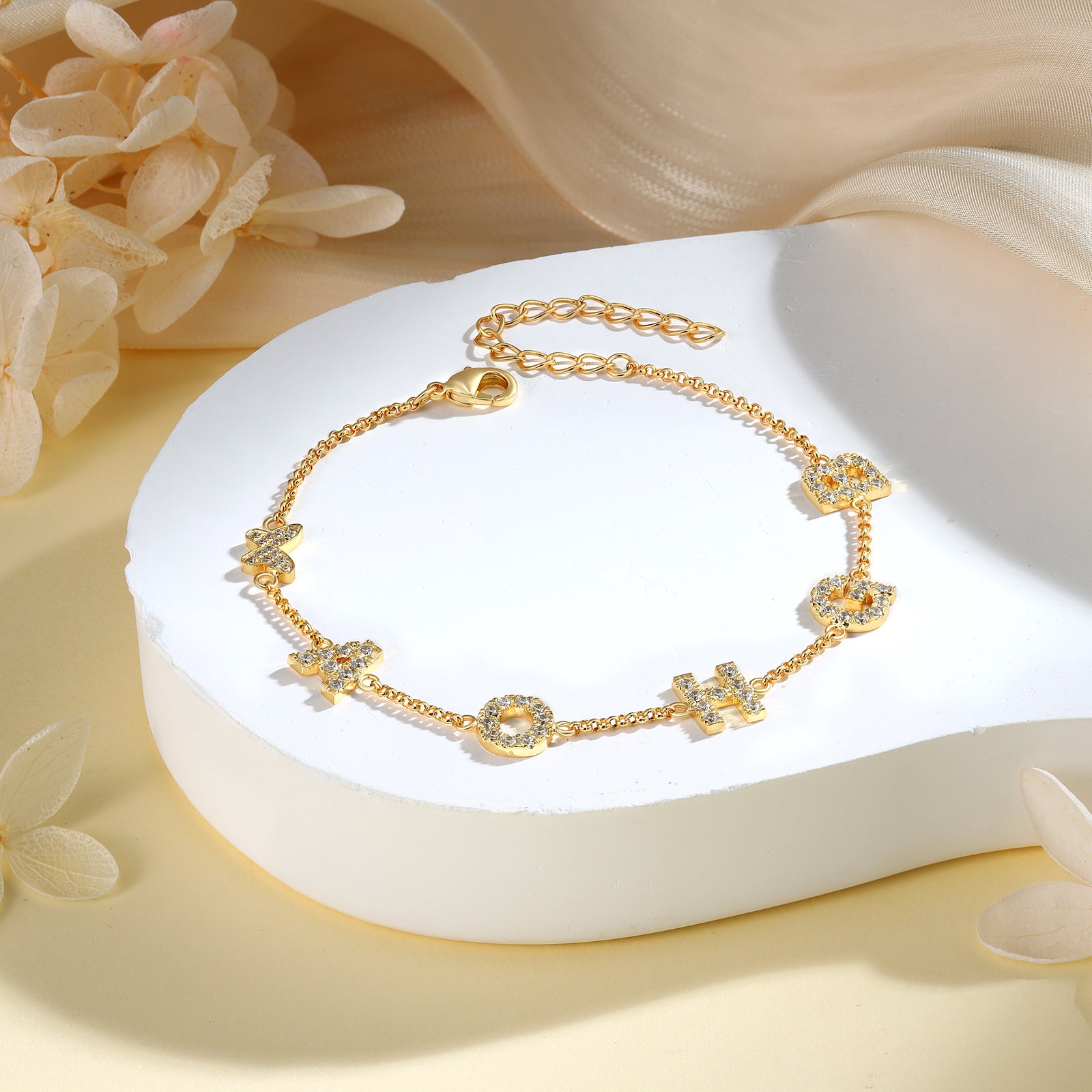 Gold Plated Personalized Butterfly Letter Bracelet