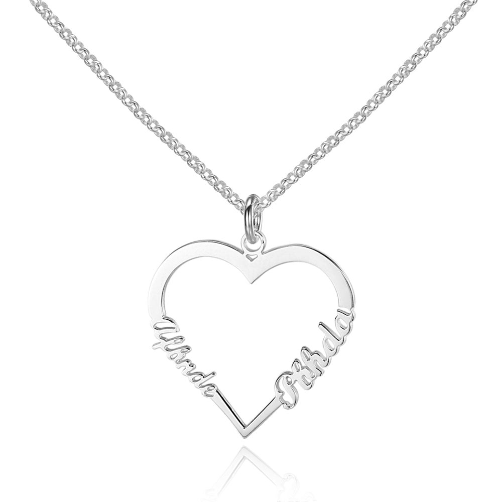 Custom Heart Shaped Name Necklace In Gold Plated Sterling Silver