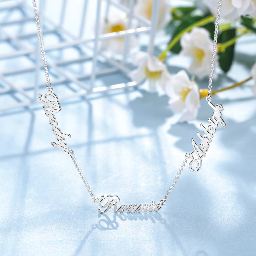 Custom 2-5 Name Necklace In Gold Plated Sterling Silver