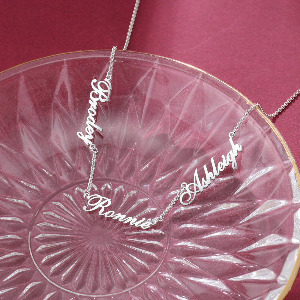 Custom 2-5 Name Necklace In Gold Plated Sterling Silver